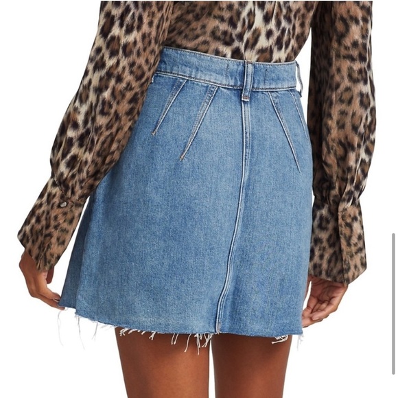 Free People Denim Mini Skirt with Frayed Hem - Picture 7 of 8
